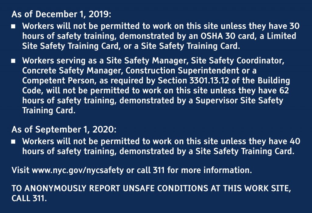 mandatory site safety training sign